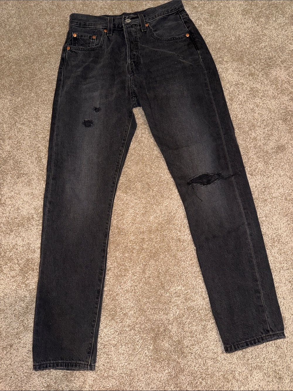 Levi's Premium 501 S Skinny Jeans in Well Worn Black Size 25
